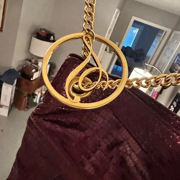 Temperley London Metallic Plum Embossed Leather Chain Shoulder Bag NWOT - Picture 5 of 16